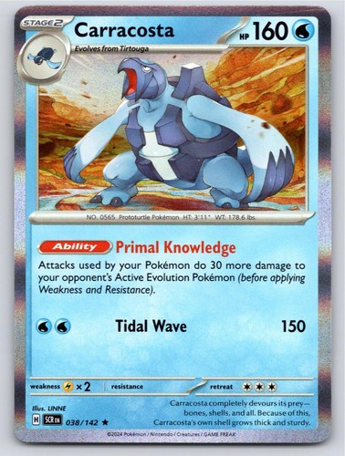 2024 POKEMON CARRACOSTA STELLAR CROWN 38/142 HOLO RARE NM A8757 FREE S&H