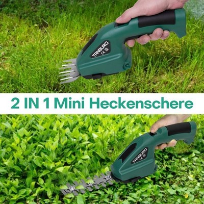 2 in 1 Elektrische Heckenschere Akku Grasschere Handschneider Gartenschere DE