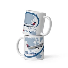 Delta Air Lines Airbus A330-900NEO Ceramic Mug 11 oz Pilot Trading Card Theme