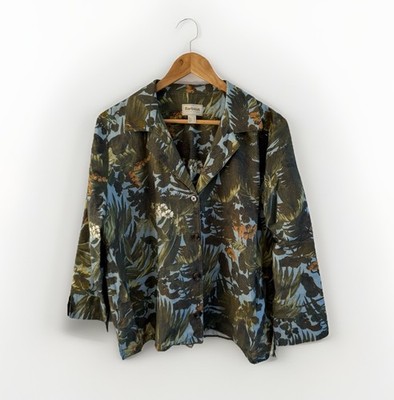 Barbour House Of Hackney Lauriston Shirt UK 14 Floral Blumen Leinenmischung Jacke