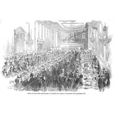 BIRMINGHAM Abendessen im Dee's Hotel - antiker Druck 1852