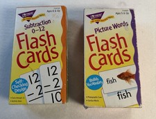Subtraction Picture Word Flash Cards Learning School Kids Math Educational Used