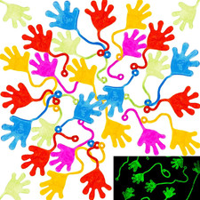 56PCS Sticky Hands Party Favors, Glowing Sticky Hands Glitter Fingers Party Tabl