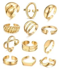 25 Pcs Gold Knuckle Ring Set for Women, Chunky Stackable 12 Gold big chunky