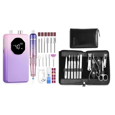 Nail Care Kit Cordless Electric Nail Drill and 11 in 1 Manicure Set Gift Bundle