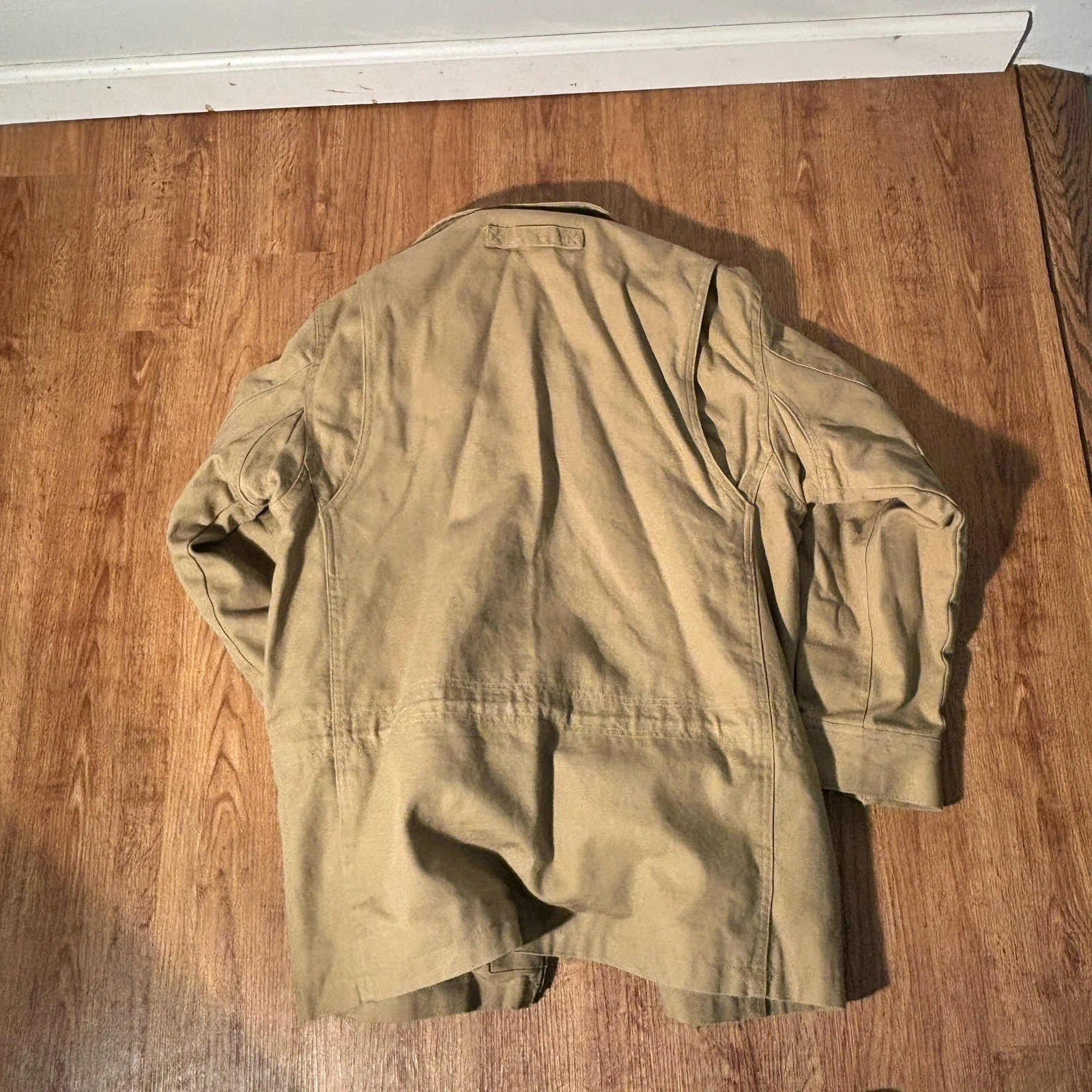 Duluth Trading Co Canvas Field Jacket Mens Medium Tan Utility Safari Chore Coat - product detail image 5