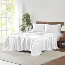 100 Tencel Lyocell 4-Piece Sheet Set, 400 Thread Count Luxury Bedding, White...
