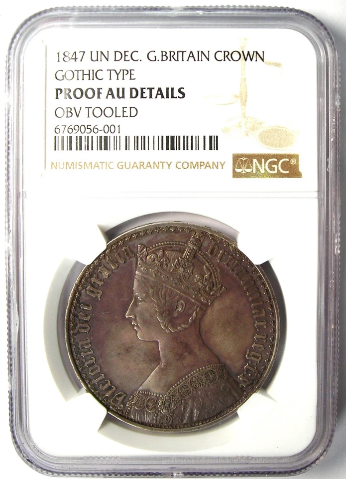1847 Proof Britain England UK Victoria Gothic Crown Coin - NGC Proof AU Details - Image 2 of 4