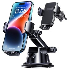 Car Phone Holder Mount, Military-Grade Suction Super Sturdy Base 3 in 1 U...