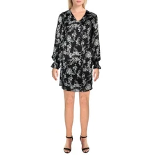 MSK Womens Black-Ivory Shadow Stripe Chiffon Shift Dress M BHFO 5955