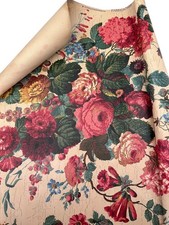 Antique Paul Dumas Floral Wallpaper Remnant 29x30 Vintage French Fragment