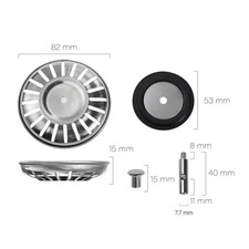 7884Mm Sink Basket Accessories 304 Stainless Steel Kitchen Sink Strainer Sink Dr