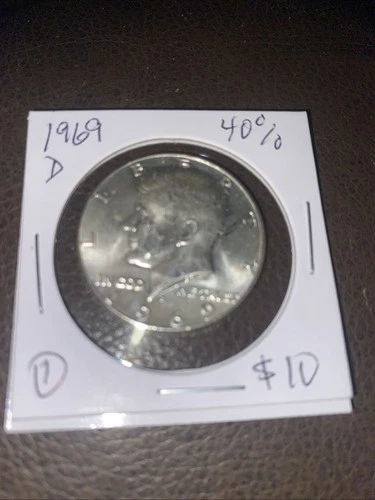 1969 D 40% Silver Kennedy Half Dollar. $10