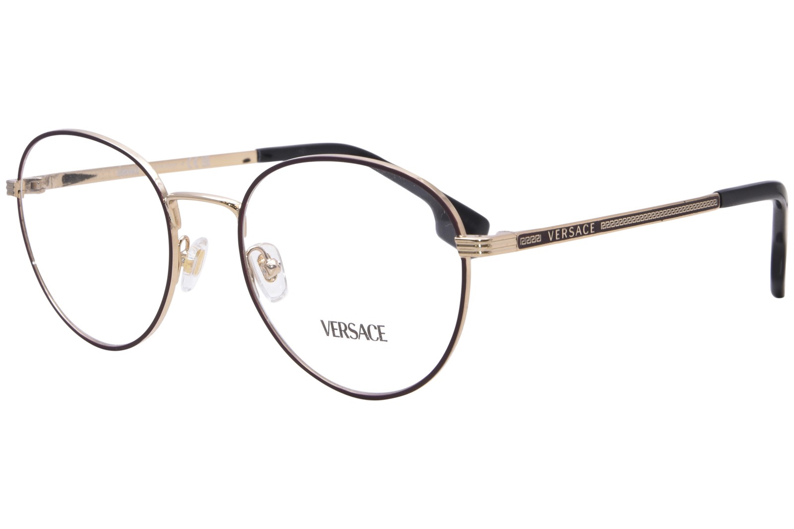 Versace VE1279 1480 Eyeglasses Men's Gold/Bordeaux Full Rim Round Shape 51mm