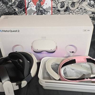 Meta Quest 2 128GB White VR Headset w/ Touch Controllers, BOBOVR, & ThrillSeeker