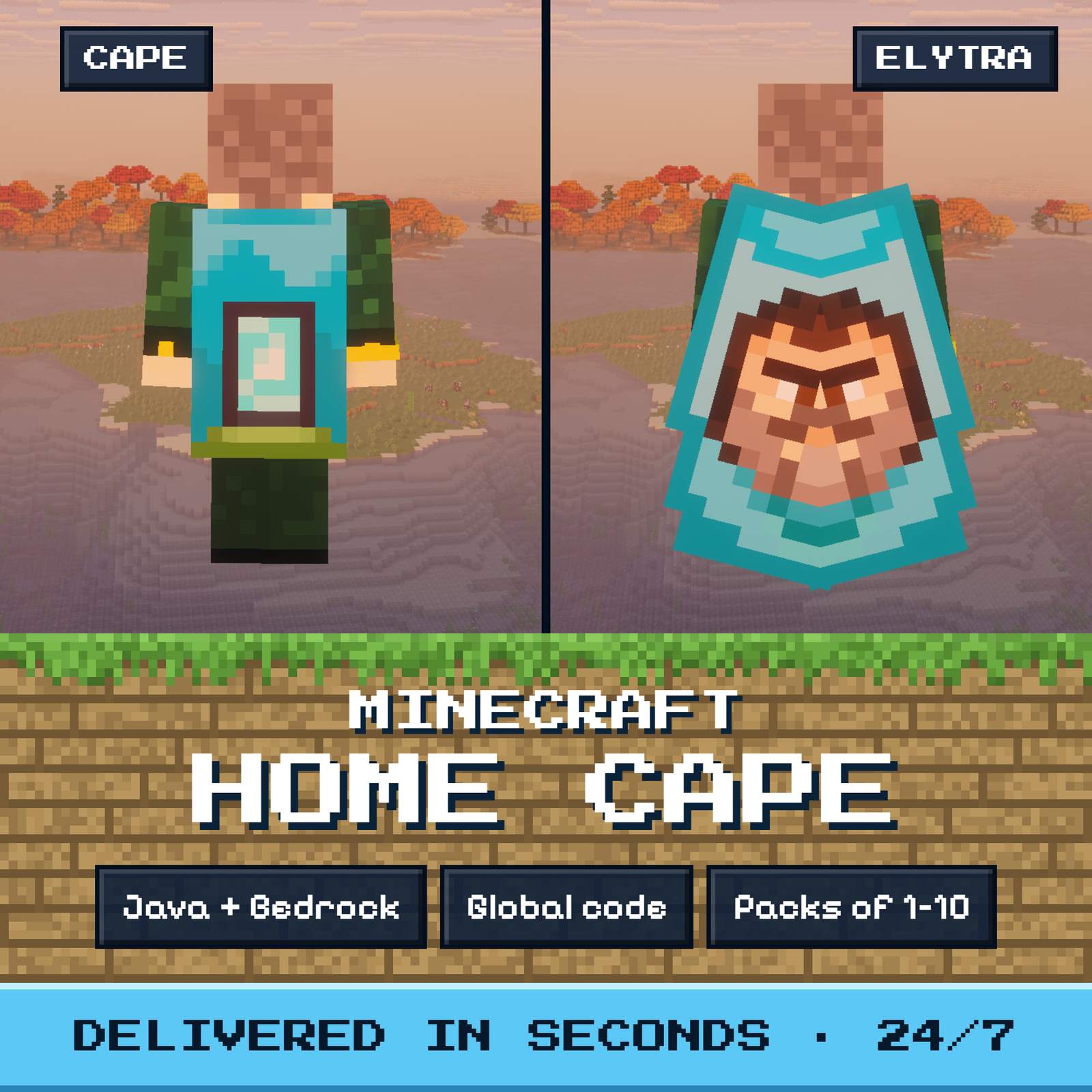 MicroTec - Minecraft Home Cape code, Java and Bedrock, delivered in seconds, 24/7.