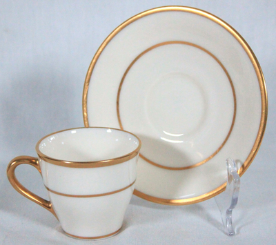 RARE ANTIQUE SET OF 4 LENOX CHINA J34 PATTERN GOLD TRIM DEMI CUPS