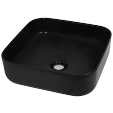 Bathroom Sink Wash Basin Lavatory Sink Bath Sink Ceramic Square Black vidaXL