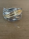 Vintage PZ PAZ Two Tone Gold Sterling Silver Ridged Band Ring Sz 10