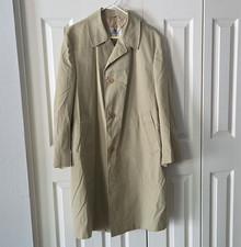 Aquascutum of London Men's Beige Long Overcoat 44 Button Front Pockets