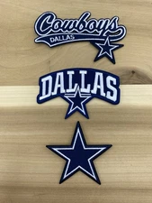 Lot Set Of 3 Embroidered Dallas Cowboys Iron On Patches 2.5”-3”