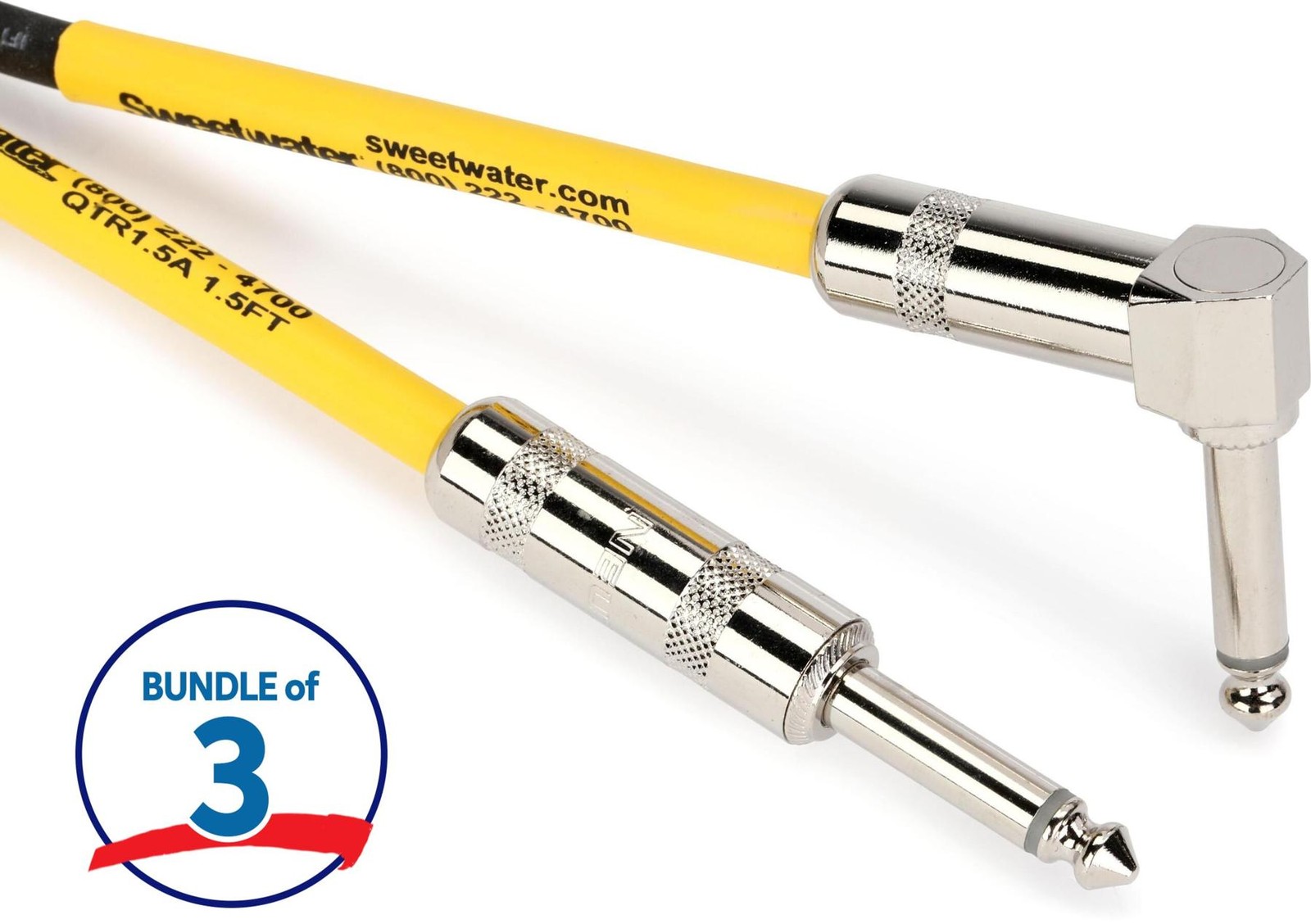 Соединительный кабель Pro Co EGL1.5 Excellines от прямого до прямоугольного соединения (3 штуки) длиной 1,5 фута