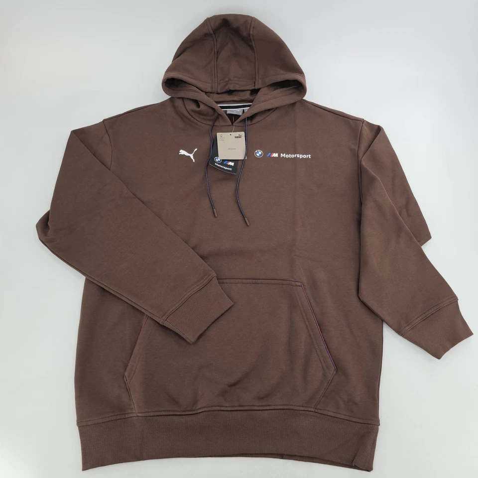 Sudadera con capucha polar Puma BMW Motorsport Essential Plus para hombre GRANDE L marrón NUEVA Foto 3 de 4