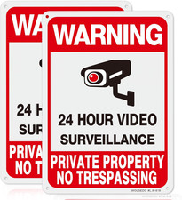 2-Pack No Trespassing Sign, Video Surveillance, Rust Free Aluminum 10 X 7 Inches