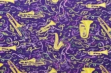 Dear Stella - Mardi Gras Brass Band Quilting and Crafting Fabric With Trumpet 🎺