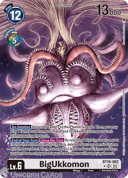 BT16-083 BigUkkomon : Super Rare Alternative Art Digimon Card : BT16: Beginning