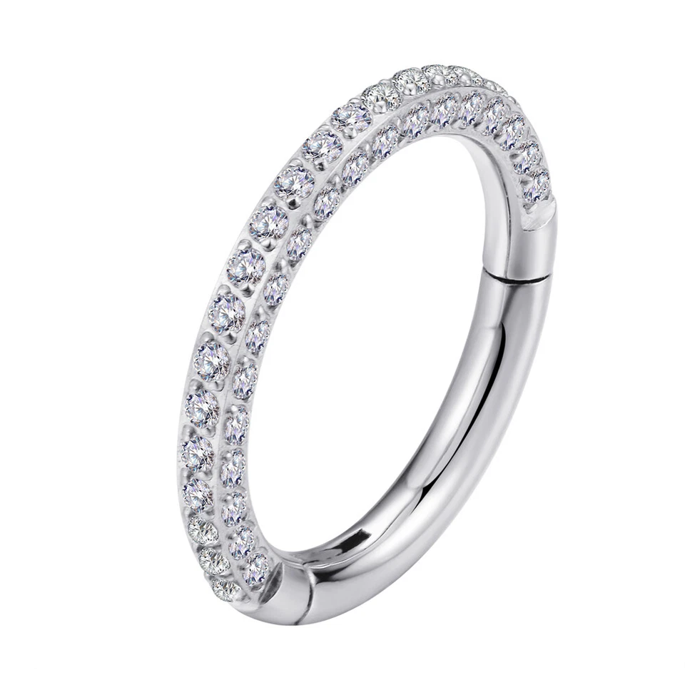 1,2mm Titan 3 Seiten Kristalle Clicker Segment Ring Glitzer Ohr Helix Piercing - Bild 2 von 4