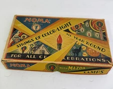 Noma Strings of Color Lights With Mazda Lamps # 3000 Seven light string 1929 L06