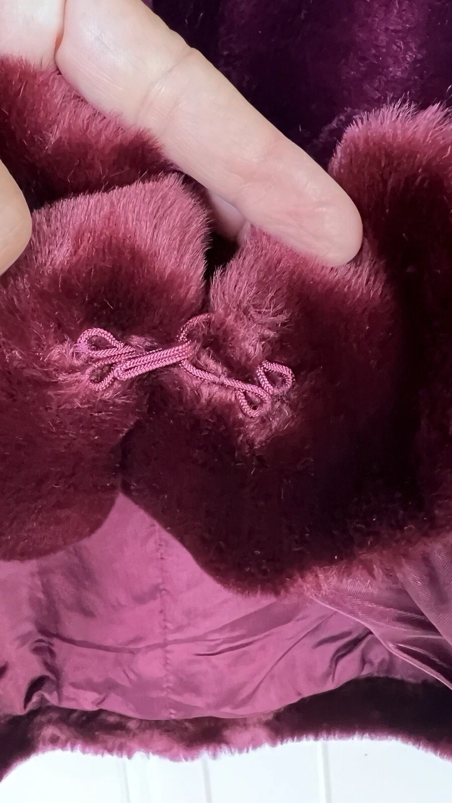 Gilet donna Michael Kors pelliccia sintetica gancio chiusura occhiello vino prugna mafia moglie boho taglia M