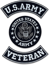 Army Veteran Patches Set for Veterans Bikers Motorcycle Jacket or Vest (White an