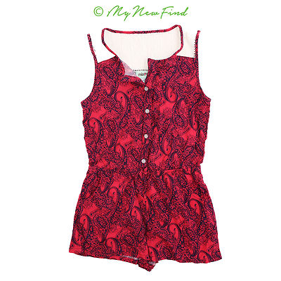 Mia Chica Nordstrom Girls Romper Size M Lace Inset Red Multi NEW  B31