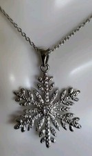 Sterling Silver Cubic Zirconia Sparkling Snowflake Pendant Necklace MSRP 100