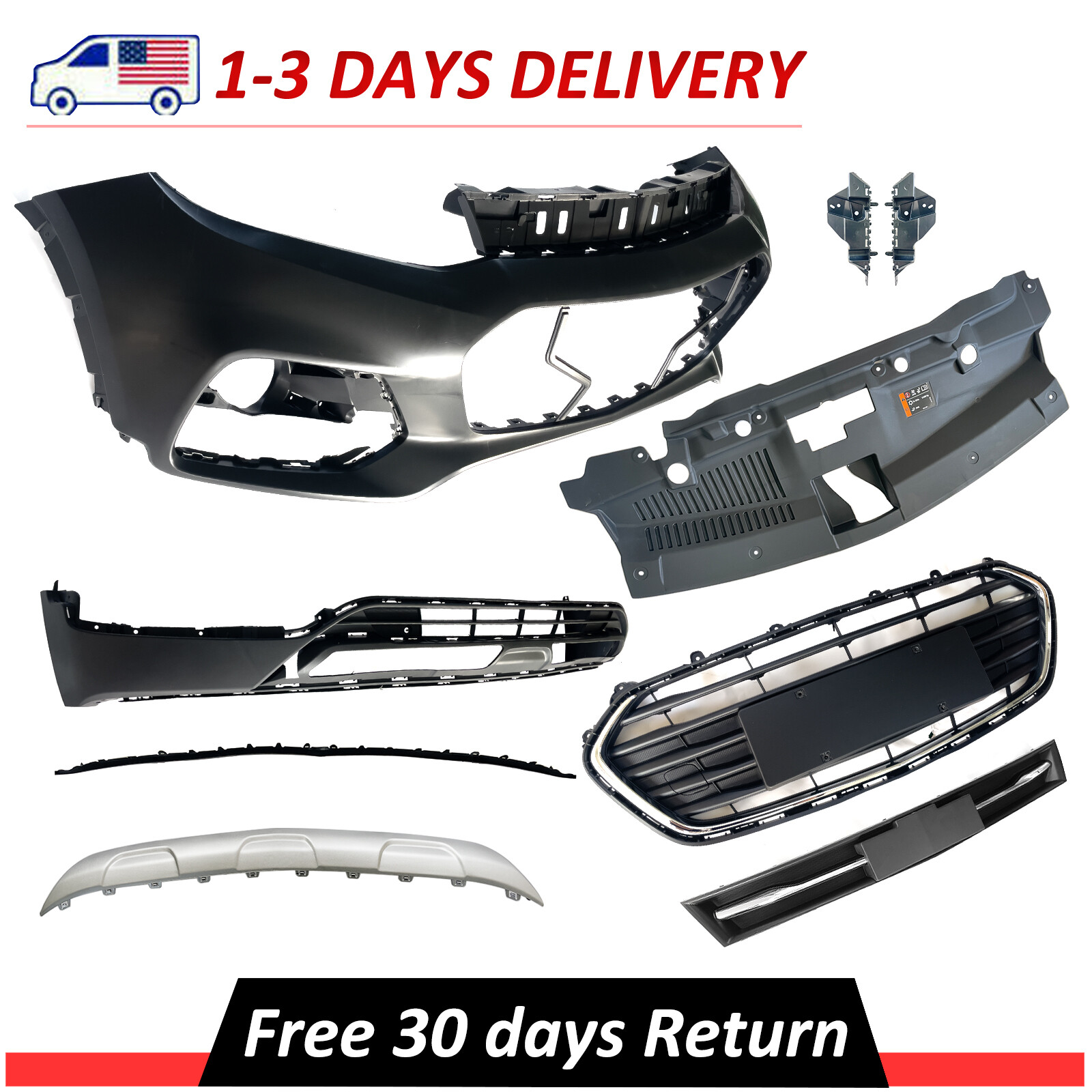 9 PCS Front Bumper Cover Upper Lower Complete Grills Fits Chevy Trax