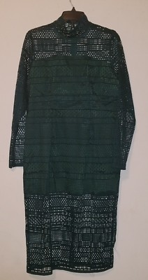 Anthropologie Women Vone Lace Dress Emerald Green Sz L