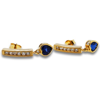 Ohrstecker 750 Gold 18 Karat Gelbgold Saphire Herzen Ohrringe Damen Wert 750-,