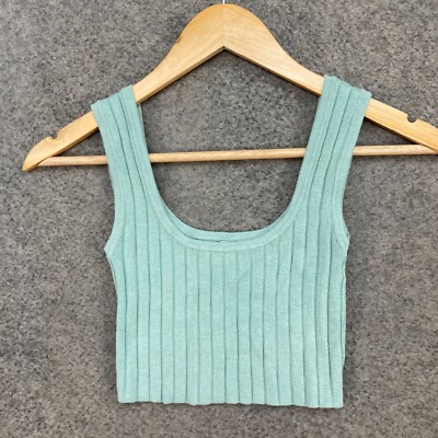 NEW Bloch Dance Tank Top Womens Size XXS 2XS 6 Green Ribbed Knit Crop 46509