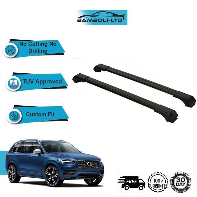 Fits VOLVO XC90 20032015 Roof Rack Cross Bars Rails Alu BLACK SET eBay