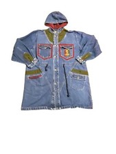 Vintage Authentic 1990s Kansas Hip Hop Denim Trench Hooded Coat (size: Xl)