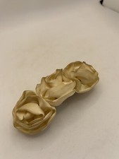 vintage 1980 large hairbow Ivory 3 Rose Ruffled