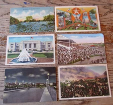 Lot, Vintage Linen Post Cards Texas, Terminal Station, State Fair Park Dallas