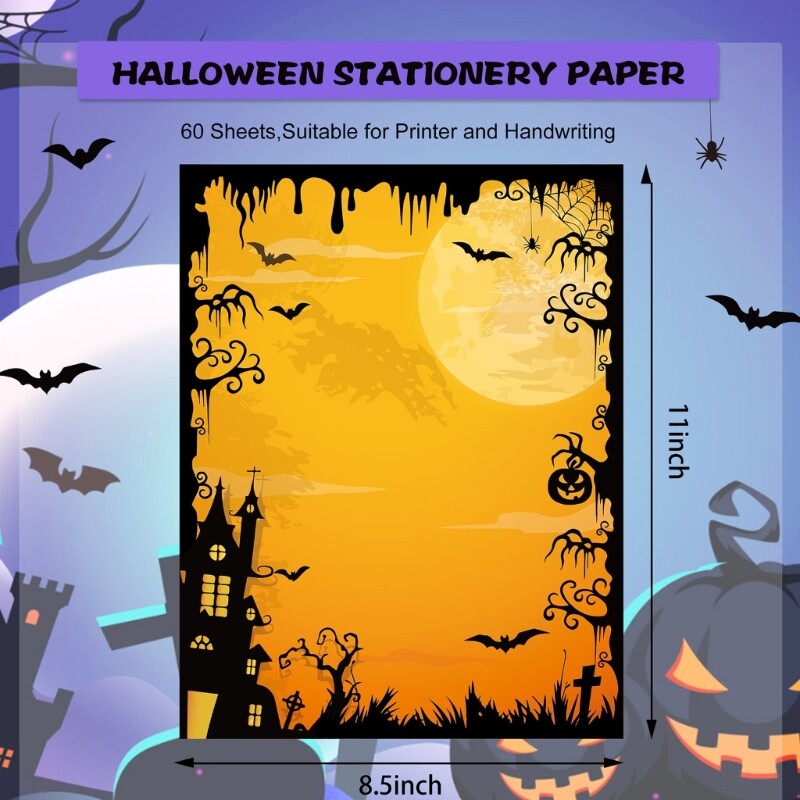 60 Sheets Halloween Pumpkin Letter Paper 60 Sheets 11x8.5Inch Letter Paper eBay