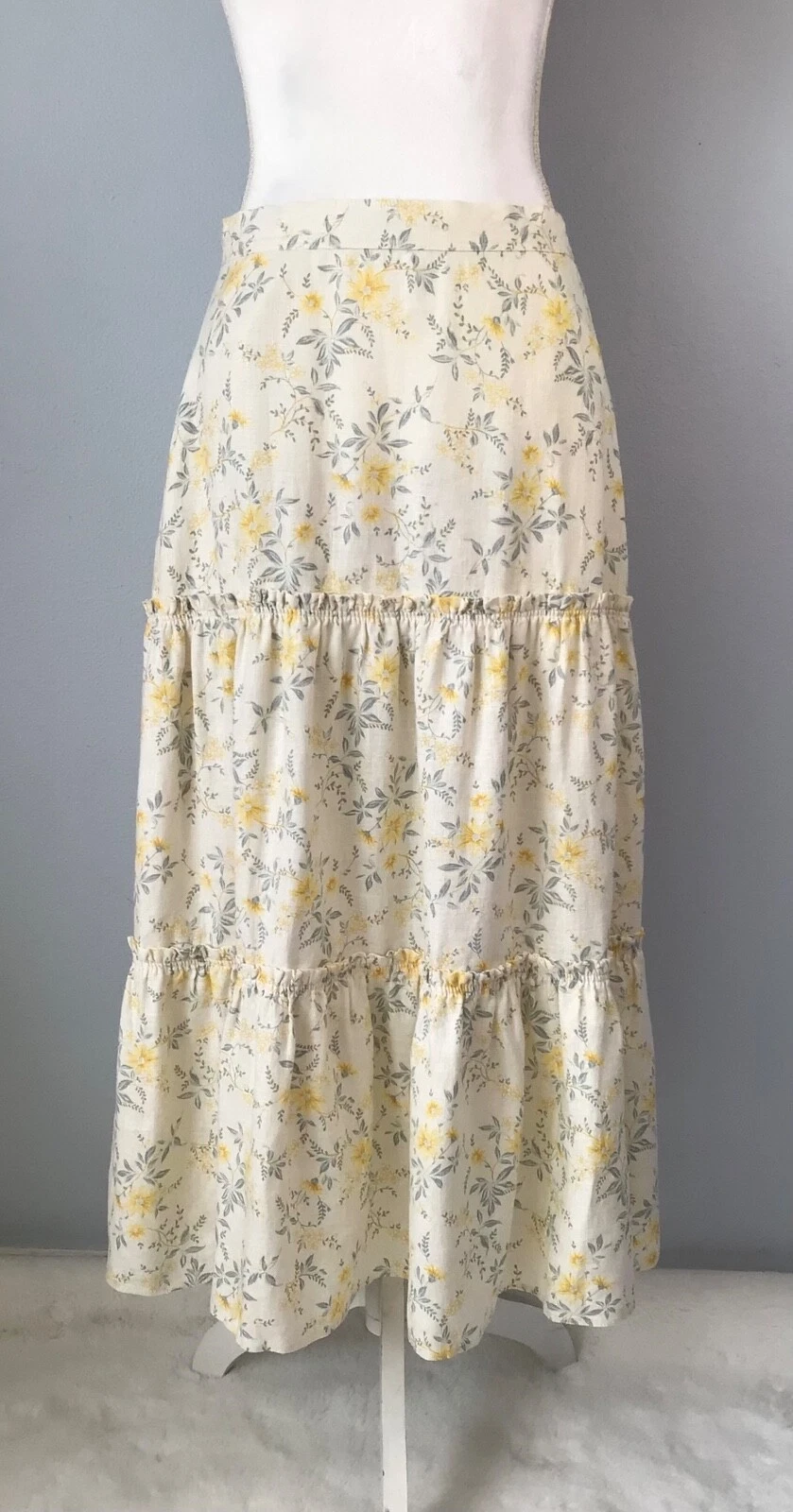 New Polo Ralph Lauren Tiered Floral Linen Midi Skirt