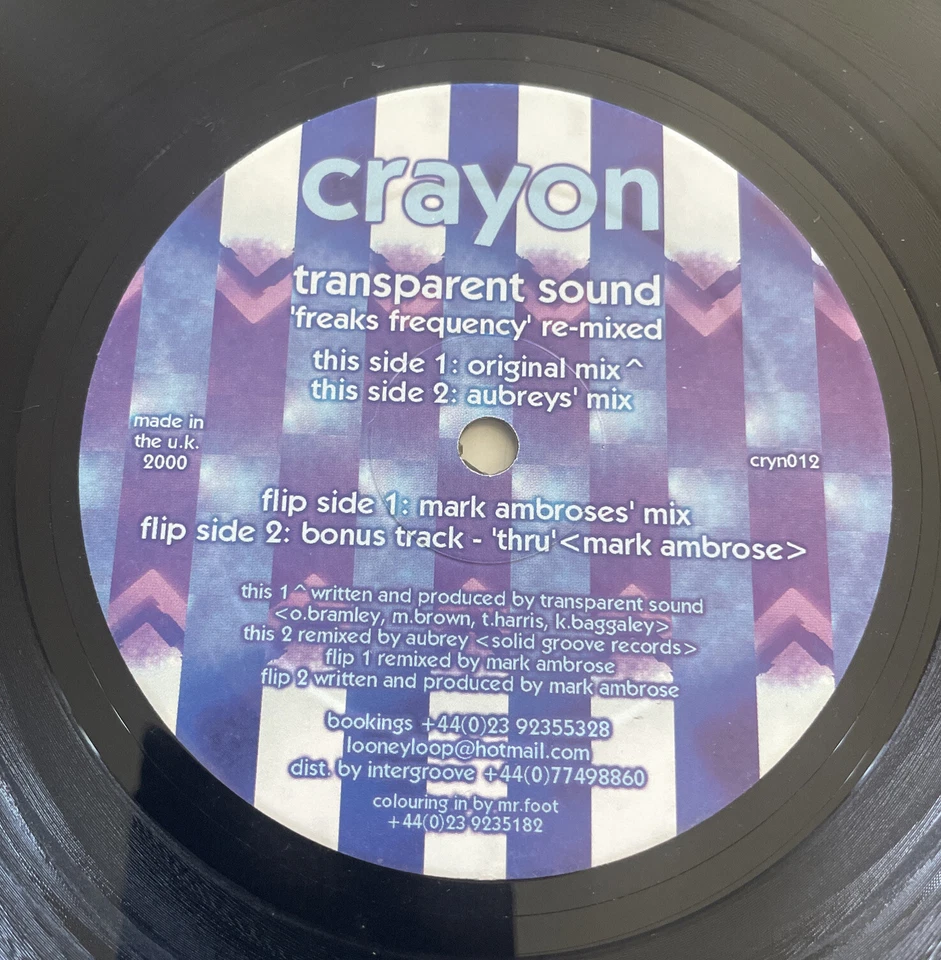 Transparent Sound - Freaks Frequency Remixed Rare 12” Techno Vinyl Record EX CON - Image 2 of 4