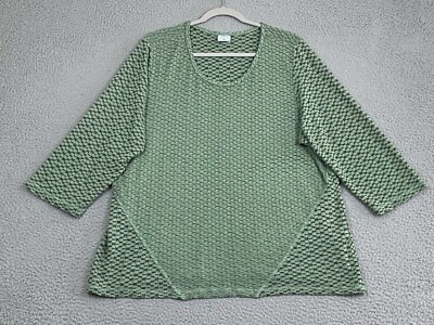 CMC Color Me Cotton Art-Wear Tunic Top XXL Green Stretch Honeycomb 3D Knit EXC