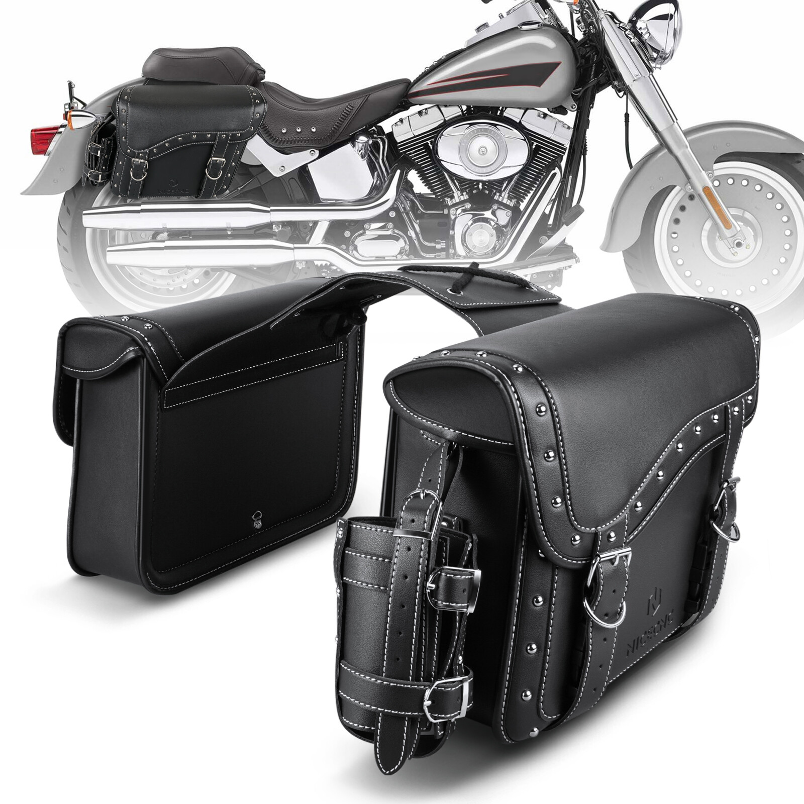 Saddlebags Motorcycle Throw Over Bags For Harley Fatboy Heritage