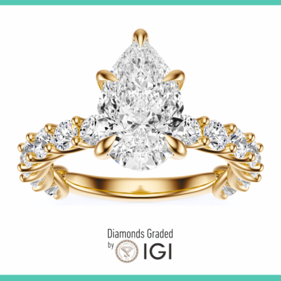 IGI Certified 3.00 CT Pear Cut F VS1 Lab Grown Diamond Ring 14K